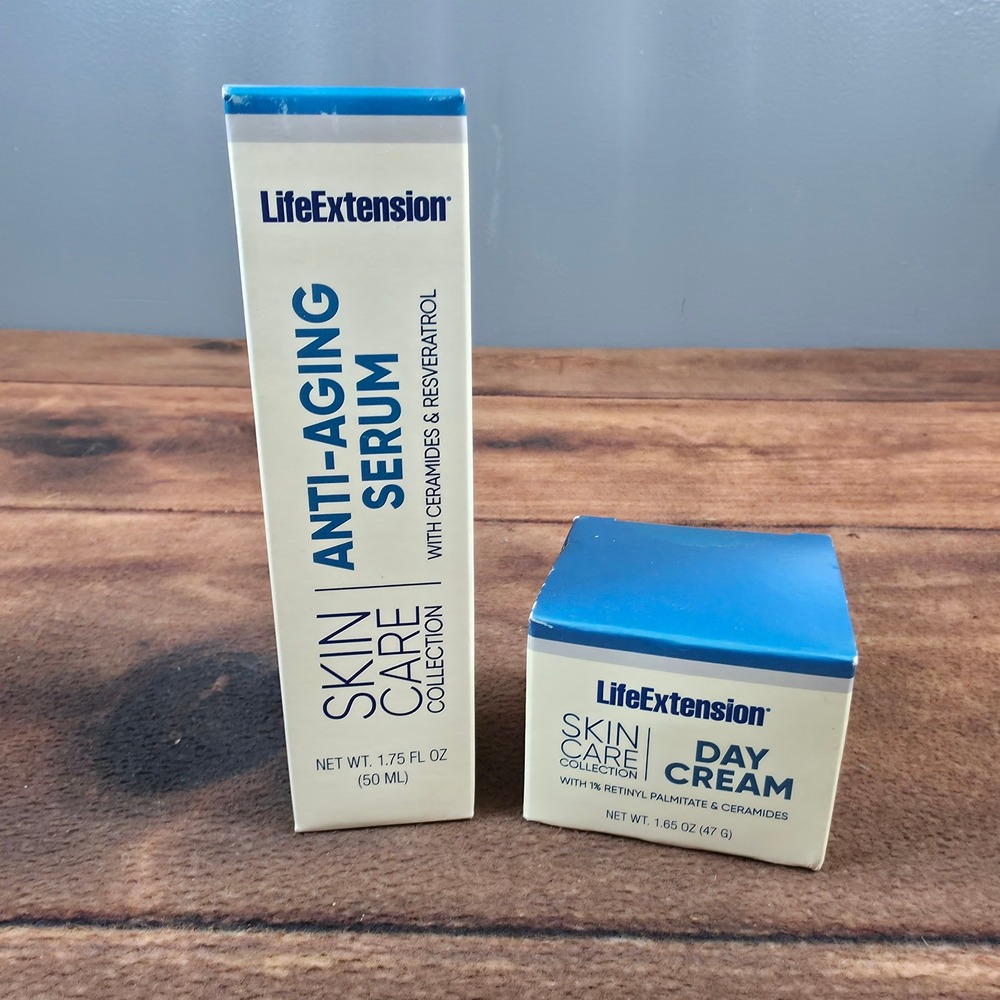 Life Extension Skincare Set Women OS Blue New Anti-Aging Serum & Day Cream